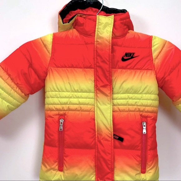 Nike Jackets \u0026 Coats | Nike Ombre Striped Puffer Winter Jacket Coat | Color: Pink/Yellow | Size: 4G | Rholuxe's Closet